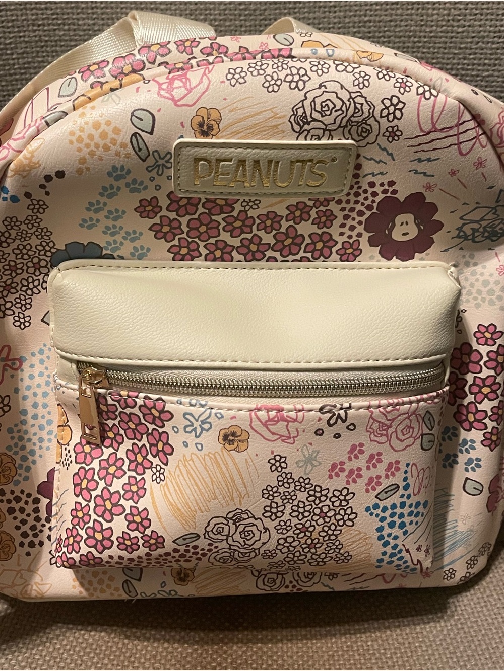 Peanuts Cream Floral Mini Backpack with Pink, Yellow & Blue Accents
